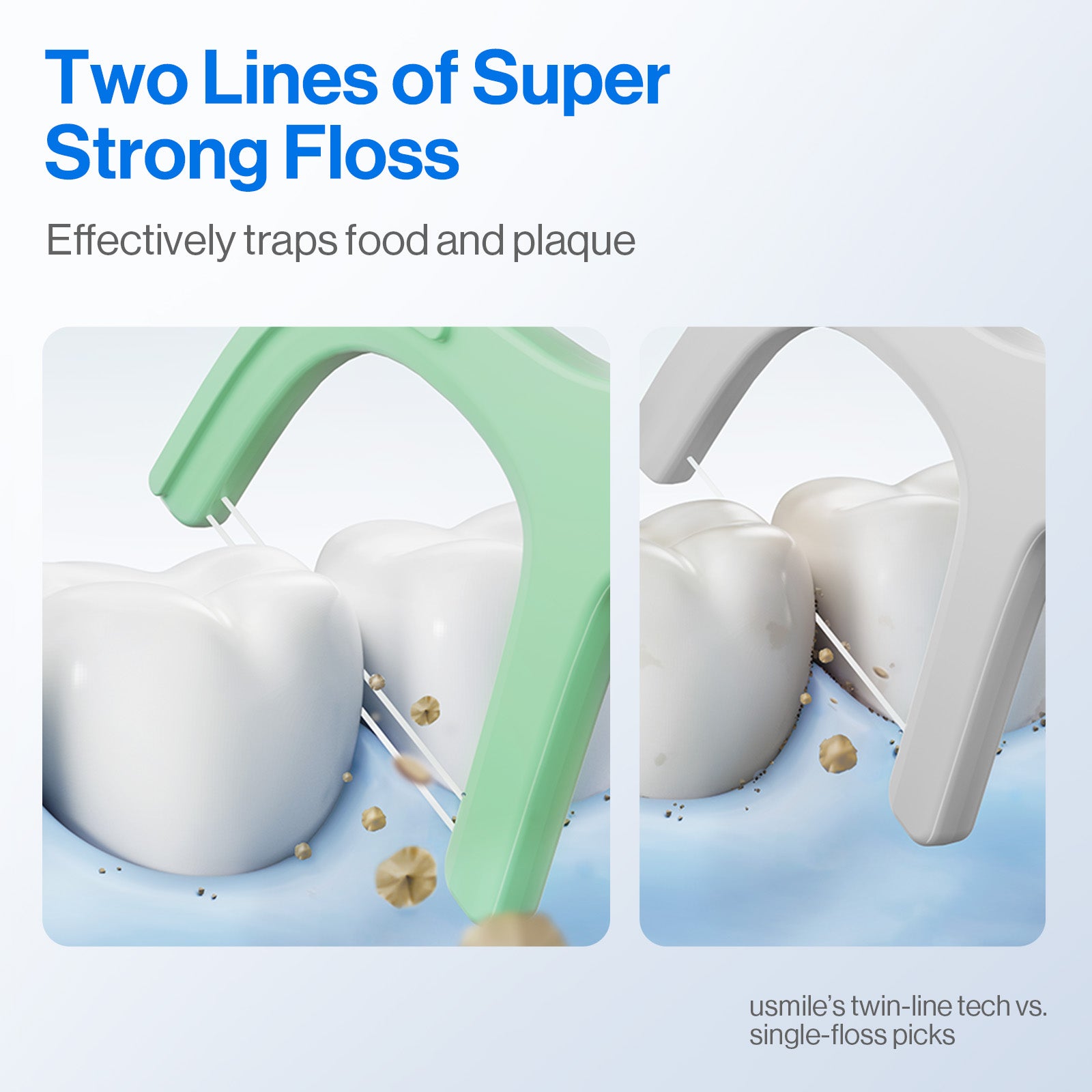 usmile Dental Floss Picks Twin-Line for Deep Cleaning