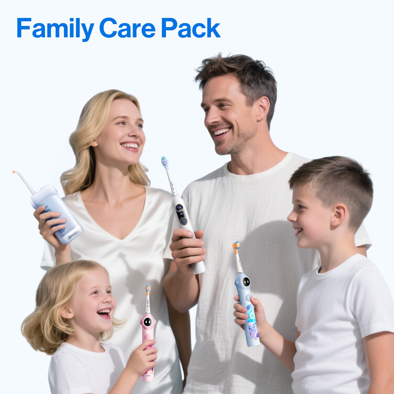 usmile Family Packs – Toothbrush for Adult & Kids+Flosser+Accessories