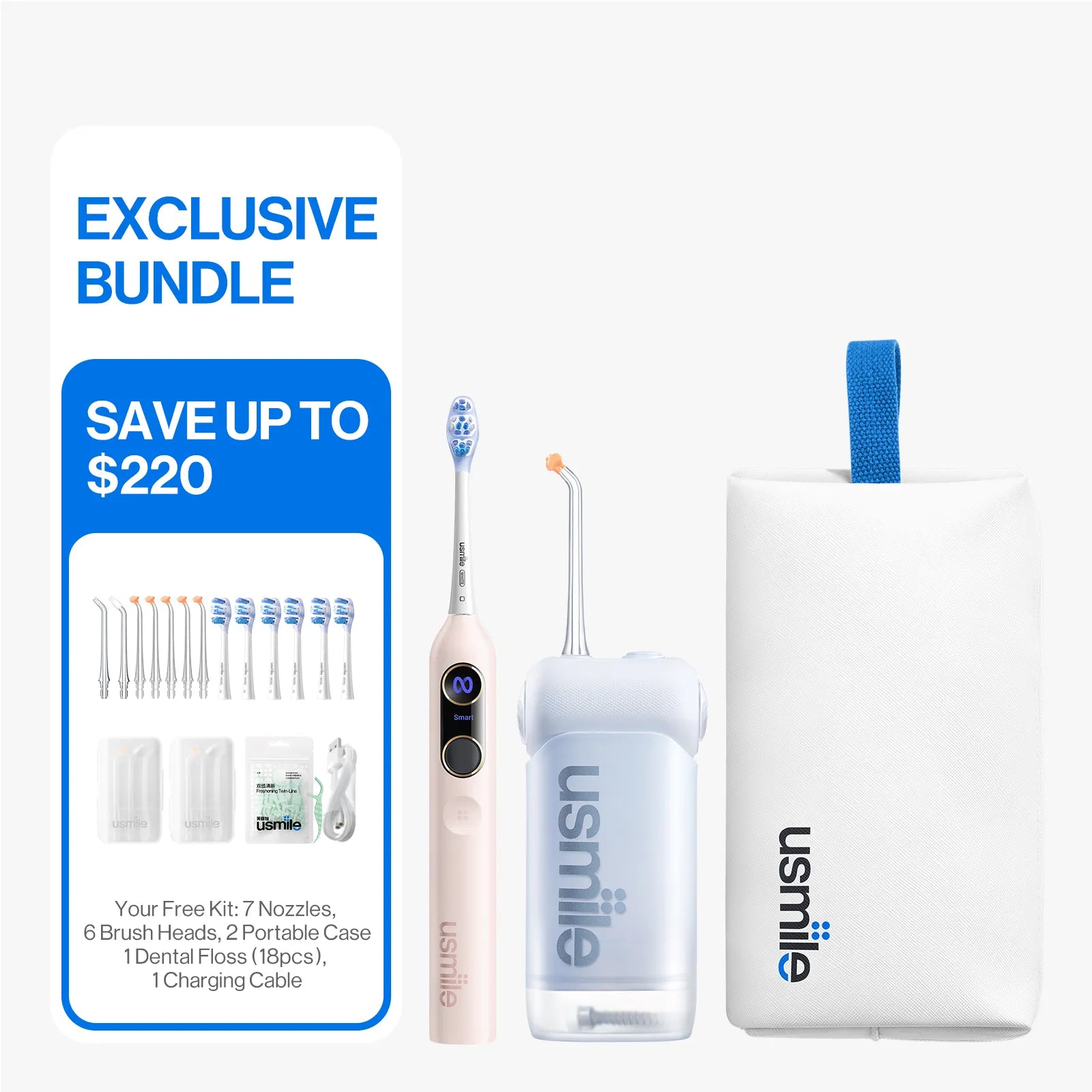 usmile Exclusive Travel Toiletry Bag—Y20 PRO Electric Toothbrush x C10 Water Flosser