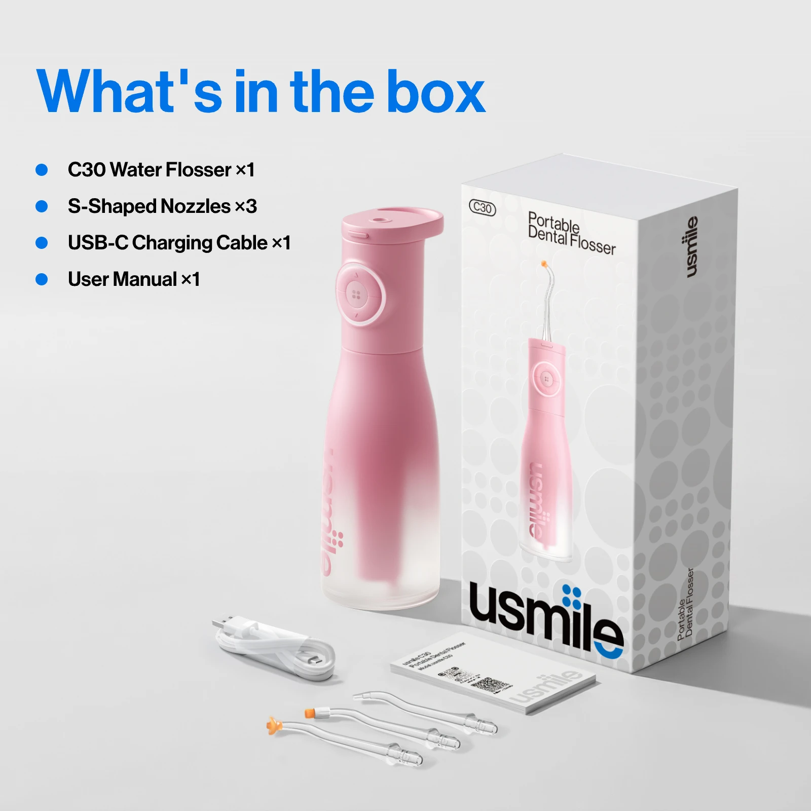usmile C30 Cordless Water Flosser – Portable Oral Irrigator