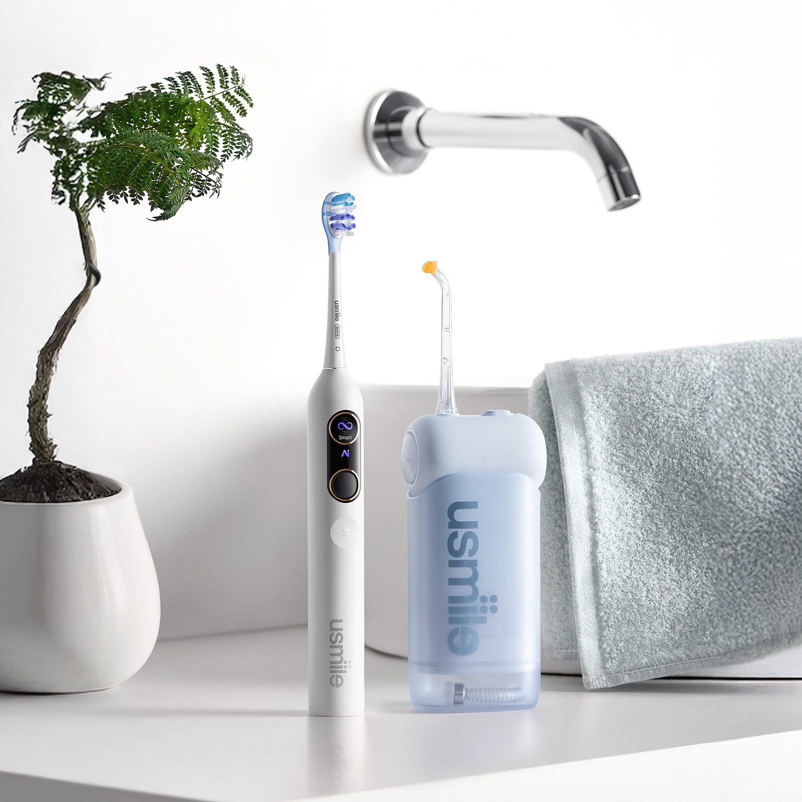 usmile Couple Sets in Electric Toothbrush & Water Flosser +Bonus Accessories!