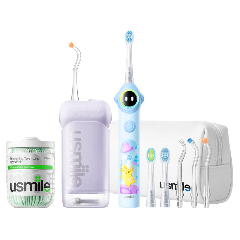 usmile C10 Water Flosser x Q30 Kids Electric Toothbrush