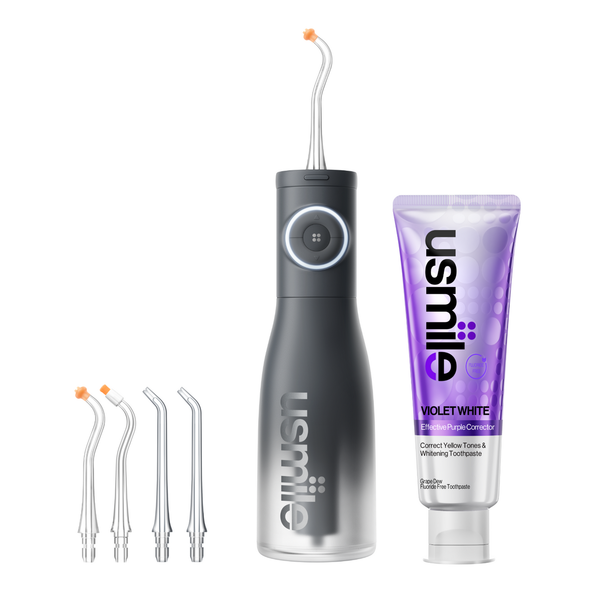 usmile C30 Water Flosser x Violet White Toothpaste
