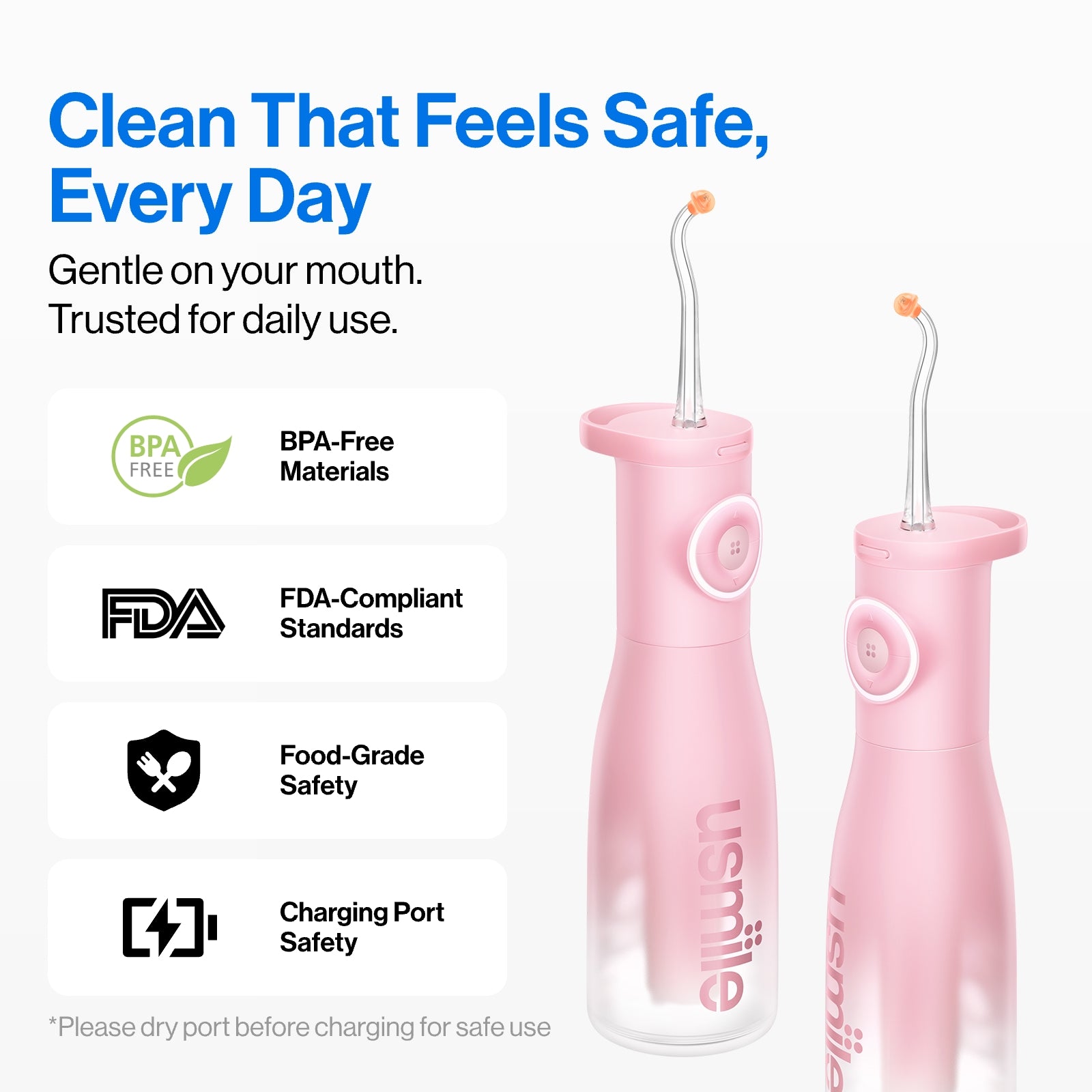 usmile C30 Cordless Water Flosser – Portable Oral Irrigator