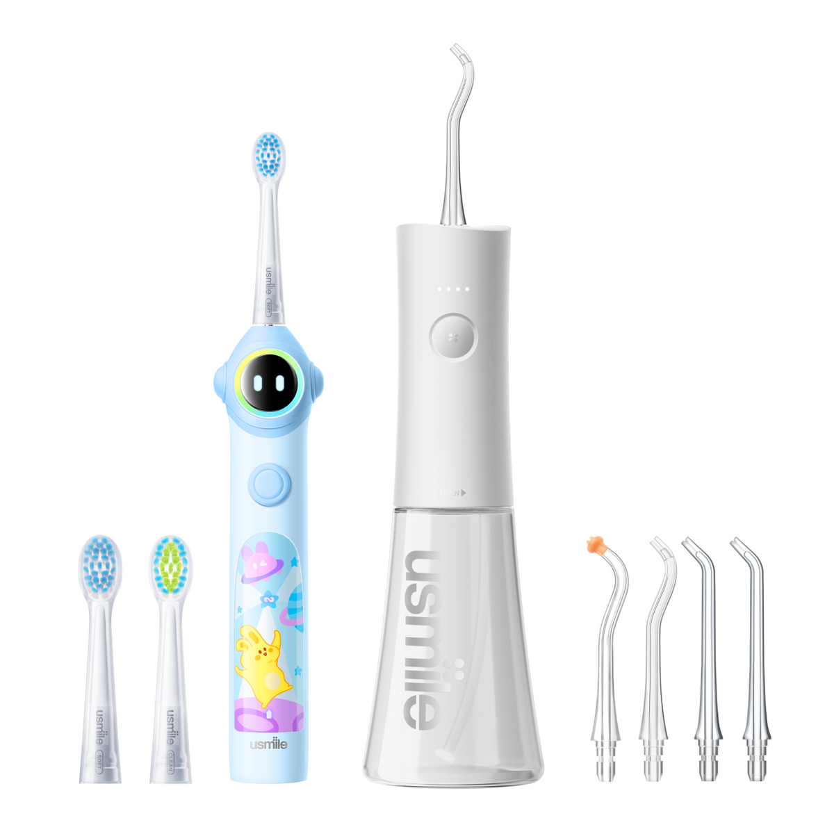 usmile C30SE Portable Dental Flosser x Q30 Kids Electric Toothbrush