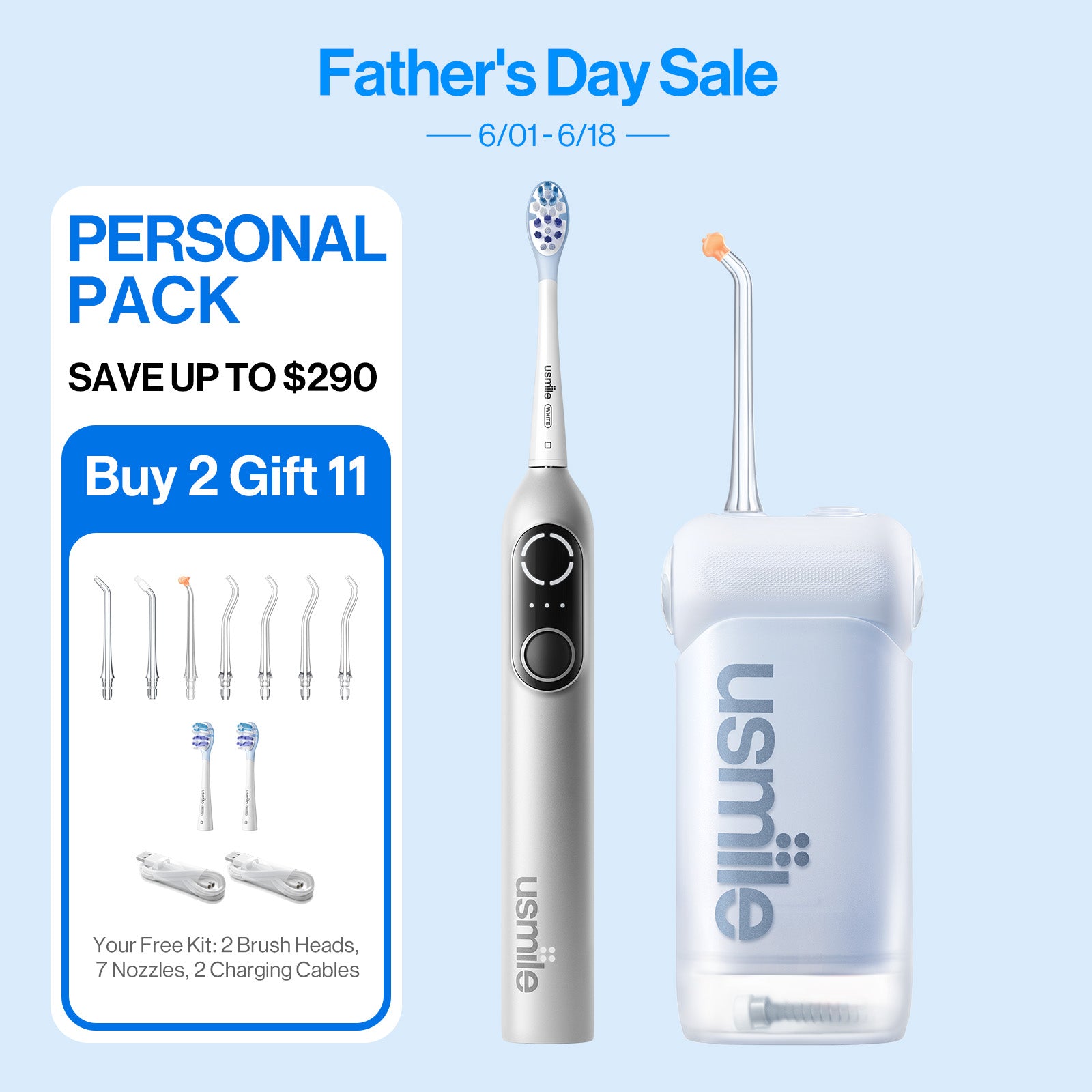 usmile P20 PRO Electric Toothbrush & C10 Water Flosser Pack